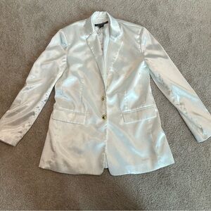 French connection white satin effect Adaline textured blazer single breasted NWT